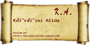Körözsi Alida névjegykártya